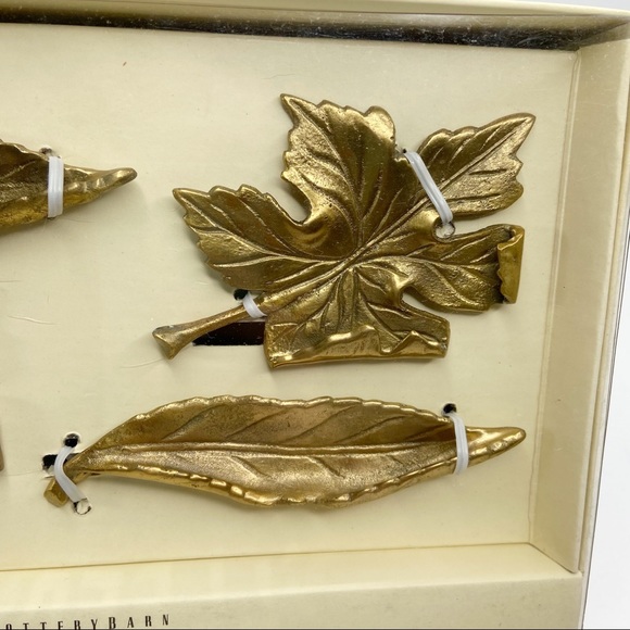 NWT Pottery Barn Falling Leaf Brushed Gold Placecard Holders - Picture 6 of 8
